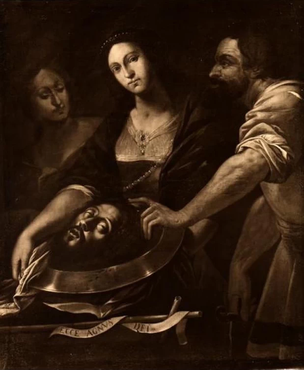 Salomè porge la testa del Battista su un piatto. Copia da Callisto Piazza - Collezione G. Treccani Alfieri, Milano